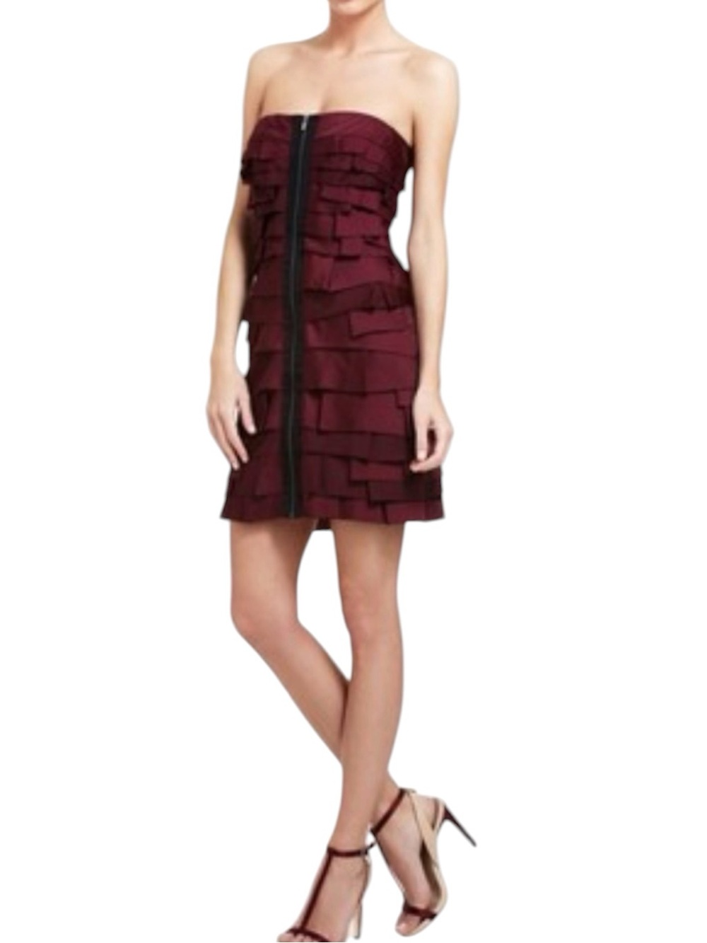 BCBG MaxAzria Bordeaux Strapless Mini Dress Size 0